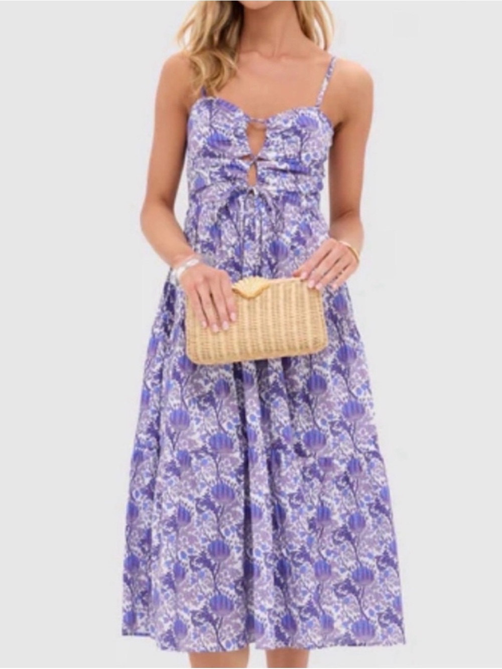 HYACINTH HOUSE NWT Purple Multi Floral Corinne Cut-Out Midi Dress size XL
